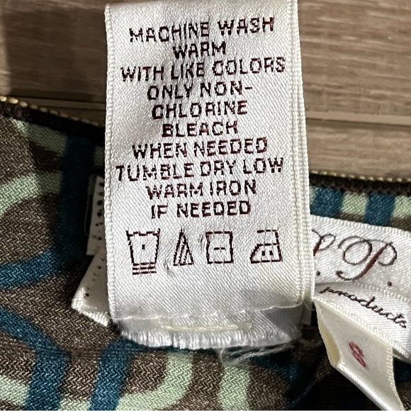 MSSP Max Studio Babydoll Smock Top XS Brown Green Geometric‎ Empire Waist Y2K - Picture 8 of 8